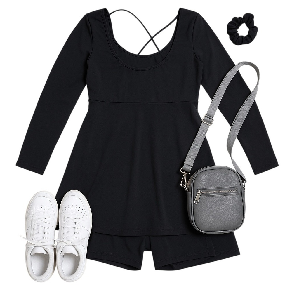 HALARA Elegant Black Long Sleeve Dress